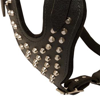 Studded Chest Plate Leather Dog Harness