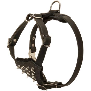 Dog Leather Puppy Harness with Attractive Nickel Decoration