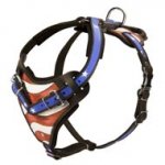 American Flag Painted Leather Dog Harness for Agitation Training